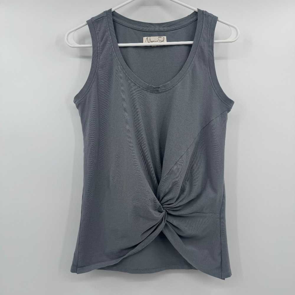 Niyama Sol Top Women Medium Gray Tie Tank Yoga Sleeveless Twist Workout Gym